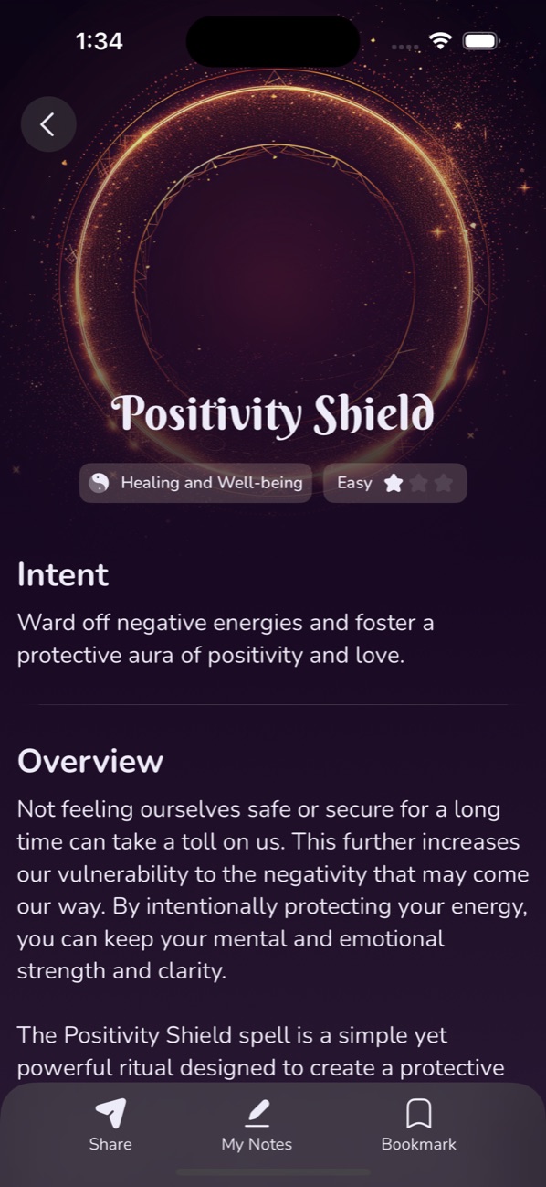 The Positivity Shield spell, with its intent and an overview of why it helps